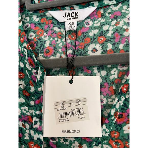 NWT Jack by BB Dakota Going To California Floral Peasant Blouse Green Womens XS - Picture 4 of 5